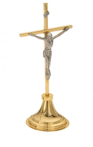 Crucifixo de Mesa 24cm Dourado-0